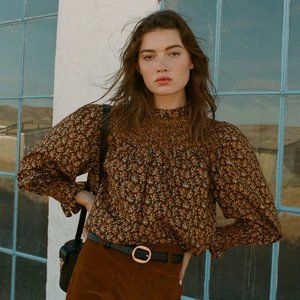 Doen AMORET TOP -- NOIR FLEURS D'AVIGNON top M